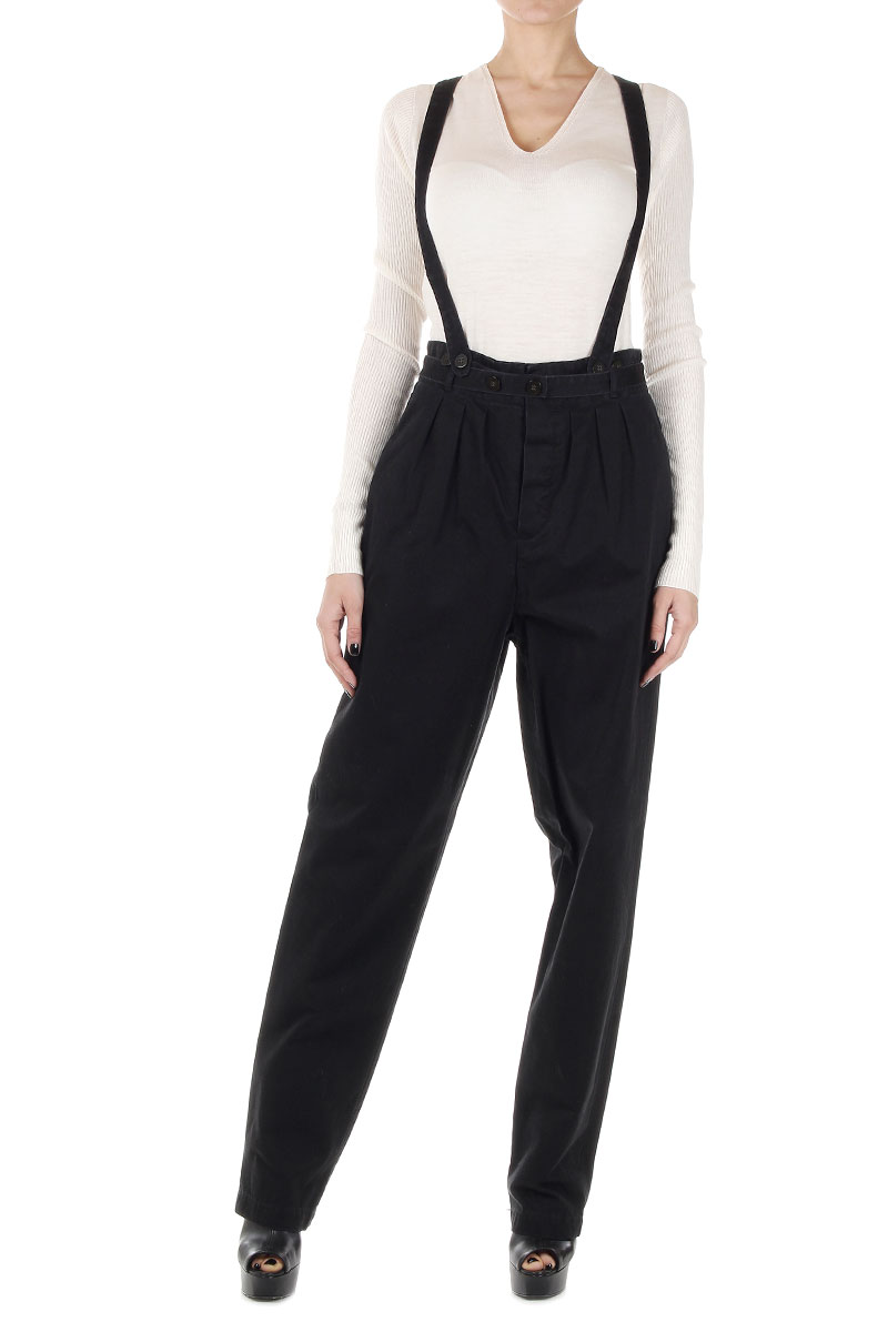 black suspender pants