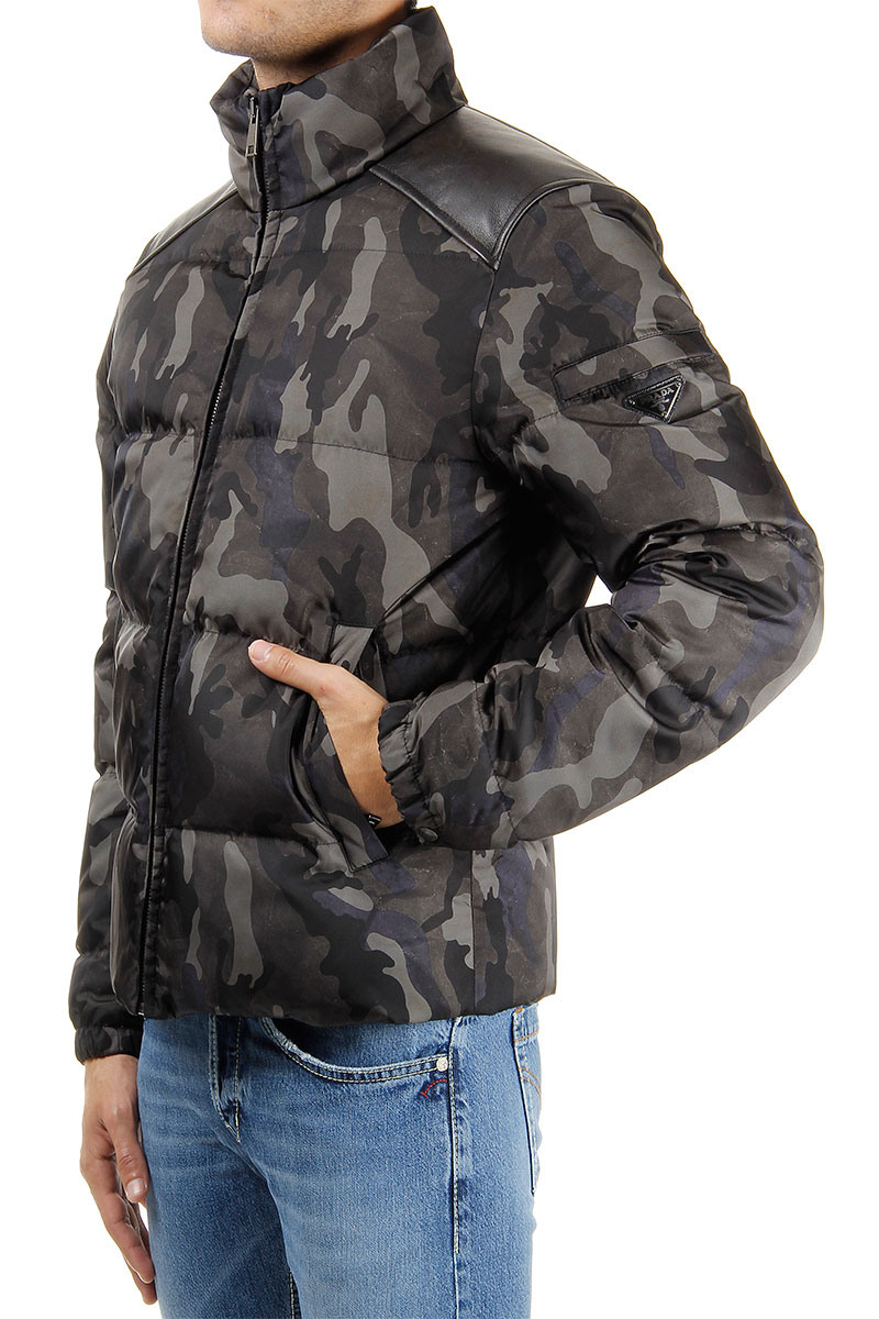 Prada Men Pure Goose Down Camouflage Down Jacket Spence Outlet
