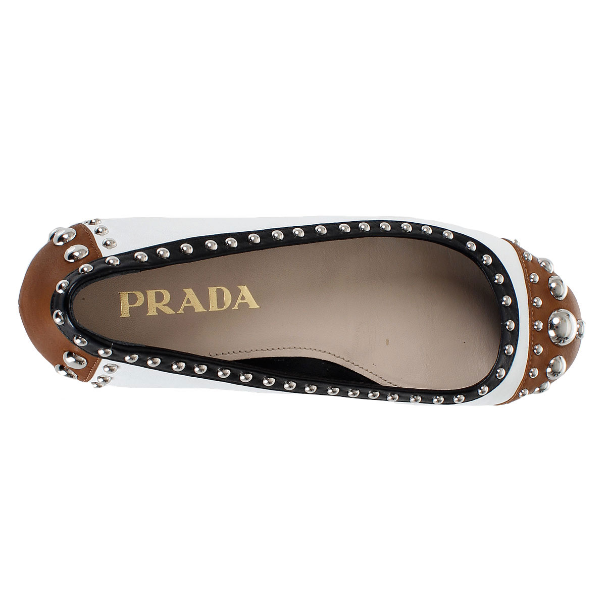 Prada Donna Ballerina in Pelle con Borchie - Spence Outlet  