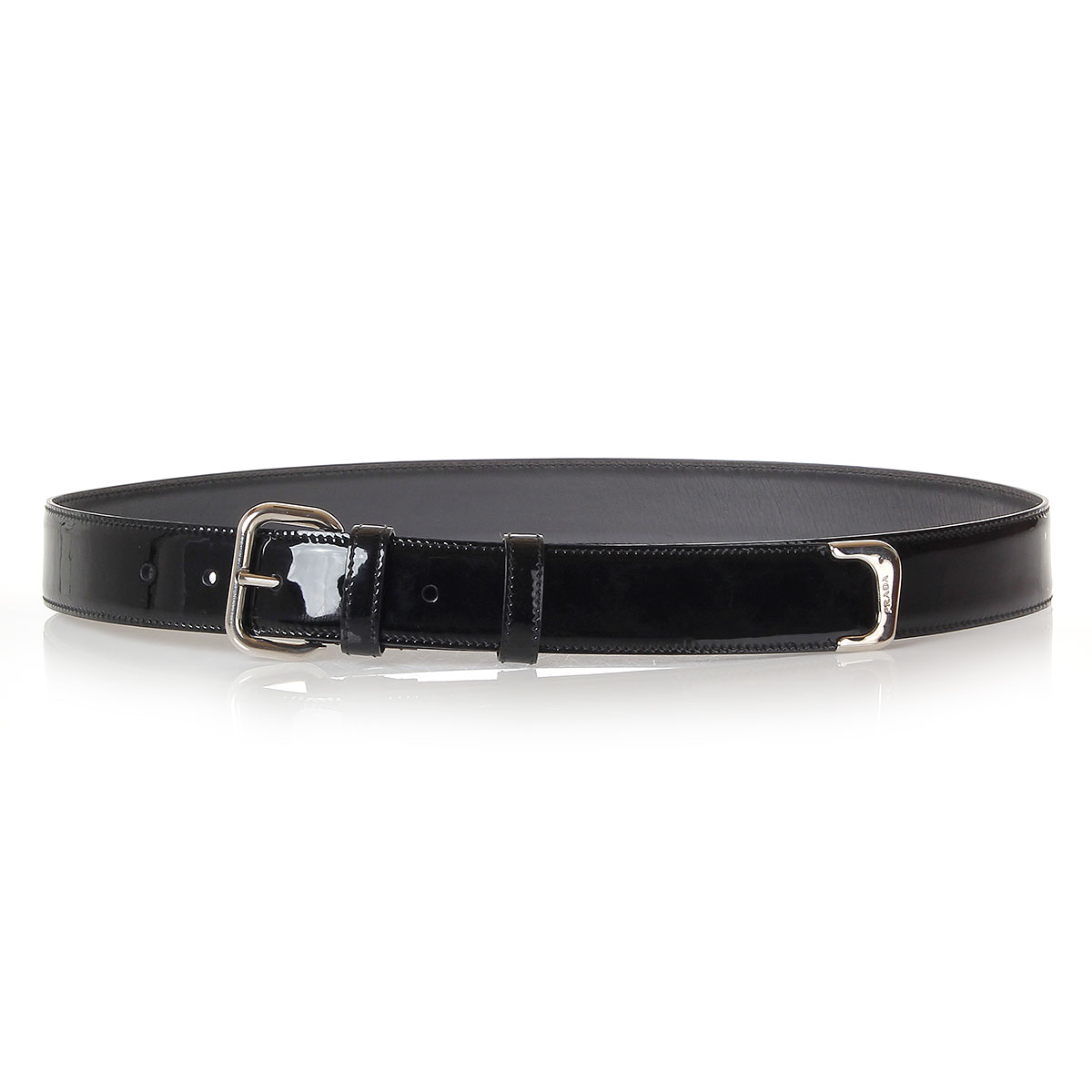 prada grey patent leather belt  