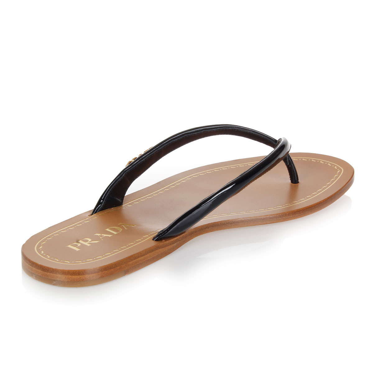 Prada Women Patent Leather Flip flops - Spence Outlet