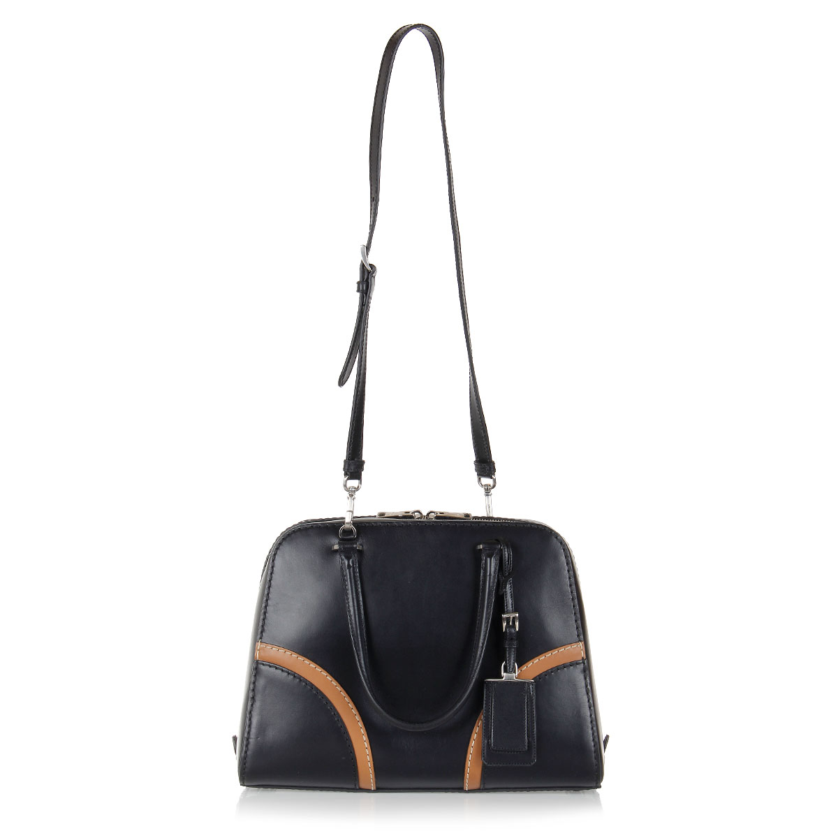 Prada Women Leather Bowling Bag with Shoulder Strap - Spence Outlet